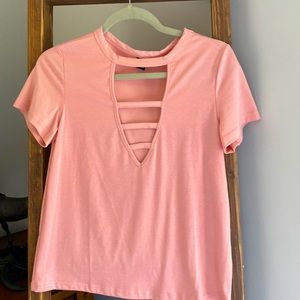 Pink Tee with front detail